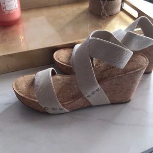 Lucky Brand Marinah Cork Wedges Sz 10 New